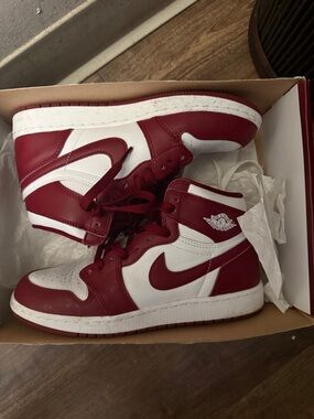 Nike Red and White High-Top Basketball Sneakers